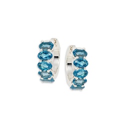 Sterling Silver & Blue Topaz Huggie Earrings