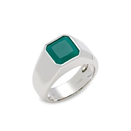 Sterling Silver & Green Onyx Signet Ring