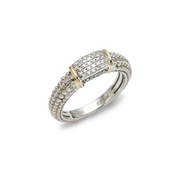Two Tone 18K Gold, Sterling Silver & Diamond Band Ring