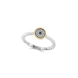 Sterling Silver, 14K Yellow Gold & Diamond Ring