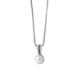 18K Yellow Gold and Sterling Silver Pearl Pendant Necklace