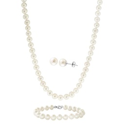 3-Piece Sterling Silver & 8MM Freshwater Pearl Necklace, Bracelet & Earring Set