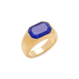 14K Goldplated Sterling Silver & Lapis Lazuli Ring