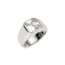 Sterling Silver & White Topaz Solitaire Ring