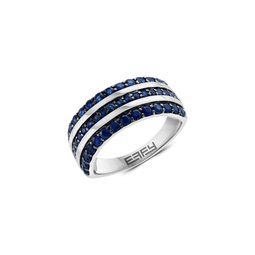 Sterling Silver & Sapphire Band Ring