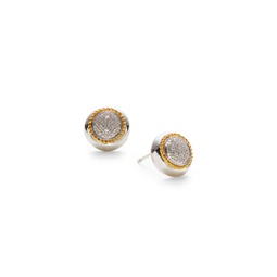 Two-Tone Sterling Silver & 0.11 TCW Diamond Stud Earrings