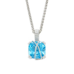 Sterling Silver & Blue Topaz Pendant Necklace