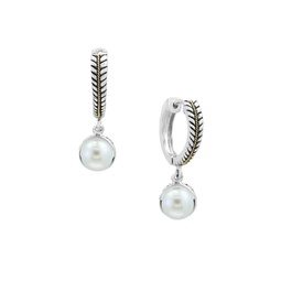 White Pearls and 18K Yellow Gold Drop Earrings