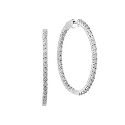 Sterling Silver & 0.46 TCW Diamond Hoop Earrings