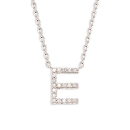 Sterling Silver & 0.14 TCW Diamond E Initial Pendant Necklace