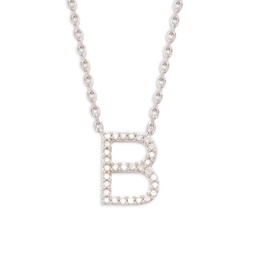 Sterling Silver & Diamond B Initial Pendant Necklace