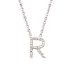 Sterling Silver & 0.14 TCW Diamond R Initial Pendant Necklace