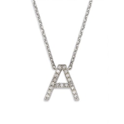 Sterling Silver & 0.14 TCW Diamond A-Initial Pendant Necklace