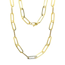 14K Yellow Gold-Plated Sterling Silver & 0.41 TCW Diamond Chain Link Necklace