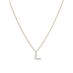 14K Goldplated Sterling Silver & 0.15 TCW Diamond L Initial Pendant Necklace