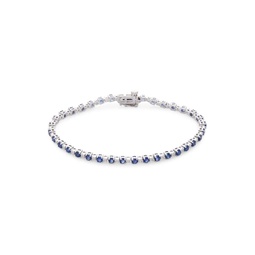 Sterling Silver, Sapphire & Diamond Tennis Bracelet