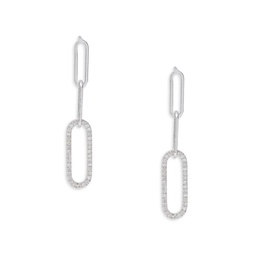 Sterling Silver & 0.19 TCW Diamond Paperclip Drop Earrings