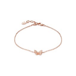 14K Rose Goldplated Sterling Silver & 0.10 TCW Diamond Butterfly Necklace