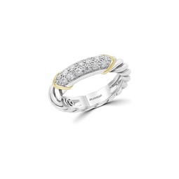 Two Tone Sterling Silver & 0.30 TCW Diamond Ring