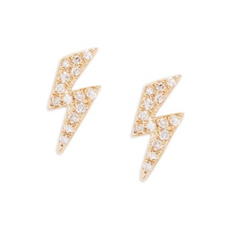 14K Goldplated & 0.9 TCW Diamond Lightning Stud Earrings