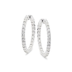 Sterling Silver & 1.08 TCW Diamond Hoop Earrings