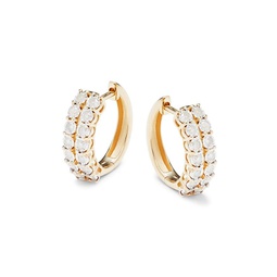 14K Goldplated Sterling Silver & 0.45 TCW Diamond Huggie Earrings