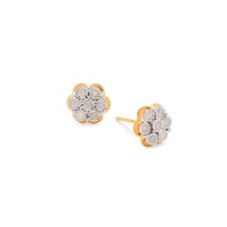 14K Goldplated Sterling Silver & 0.23 TCW Diamond Flower Stud Earrings