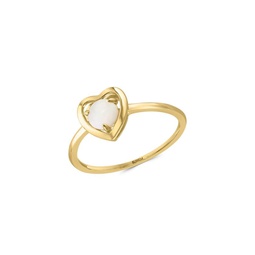 14K Goldplated Sterling Silver & Opal Heart Ring