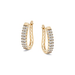 14K Yellow Goldplated Sterling Silver & 0.15 TCW Diamond Huggie Earrings