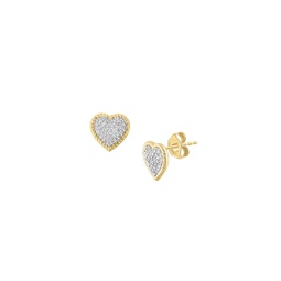 14K Goldplated Sterling Silver & 0.18 TCW Diamond Heart Stud Earrings