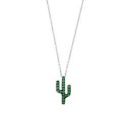 Sterling Silver & Tsavorite Cactus Pendant Necklace