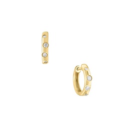 14K Yellow Goldplated Sterling Silver & 0.19 TCW Diamond Huggie Earrings