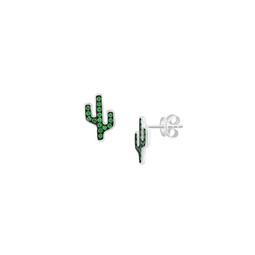 Sterling Silver & Tsavorite Cactus Stud Earring