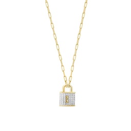 14K Goldplated Sterling Silver & 0.24 TCW Diamond Lock Pendant Necklace