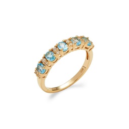 14K Goldplated Sterling Silver, Topaz & Sapphire Ring