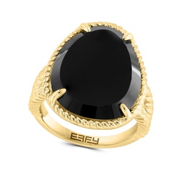 14K Goldplated Sterling Silver & Onyx Ring