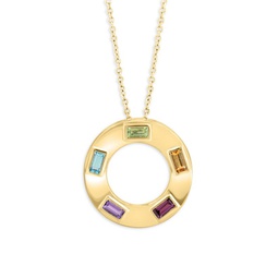 14K Goldplated Sterling Silver & Multistone Ring Pendant Necklace