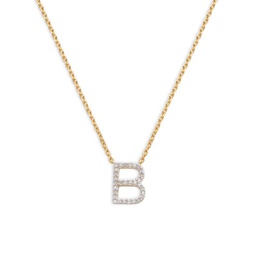 14K Goldplated Sterling Silver & 0.14 TCW Diamond Initial Pendant Necklace