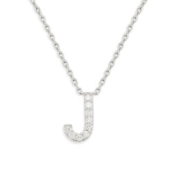 Sterling Silver & 0.14 TCW Diamond J Initial Chain Necklace