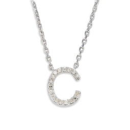 Sterling Silver & 0.13 TCW Diamond C Initial Pendant Necklace