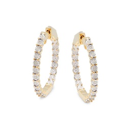 14K Goldplated Sterling Silver & 0.21 TCW Diamond Hoop Earrings