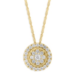 14K Goldplated Sterling Silver & 0.48 TCW Diamond Circle Pendant Necklace