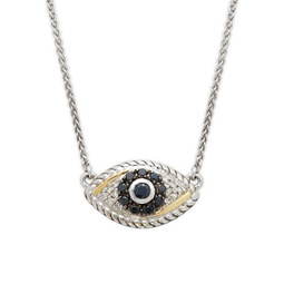 Sterling Silver, 18K Yellow Gold & Diamond Evil Eye Pendant Necklace