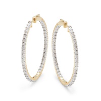 14K Goldplated Sterling Silver & 0.46 TCW Diamond Hoop Earrings