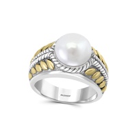Sterling Silver, 18K Yellow Gold & 10MM Freshwater Pearl Ring