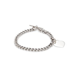 Sterling Silver Heart Charm Link Bracelet