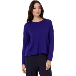 Womens Eileen Fisher Petite Crew Neck Boxy Pullover