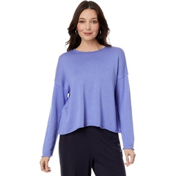 Womens Eileen Fisher Petite Crew Neck Boxy Pullover