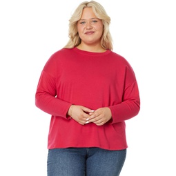 Womens Eileen Fisher Plus Size High Crew Neck Boxy Top