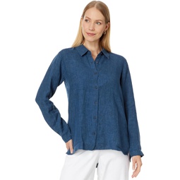 Womens Eileen Fisher Petite Classic Collar Long Shirt
